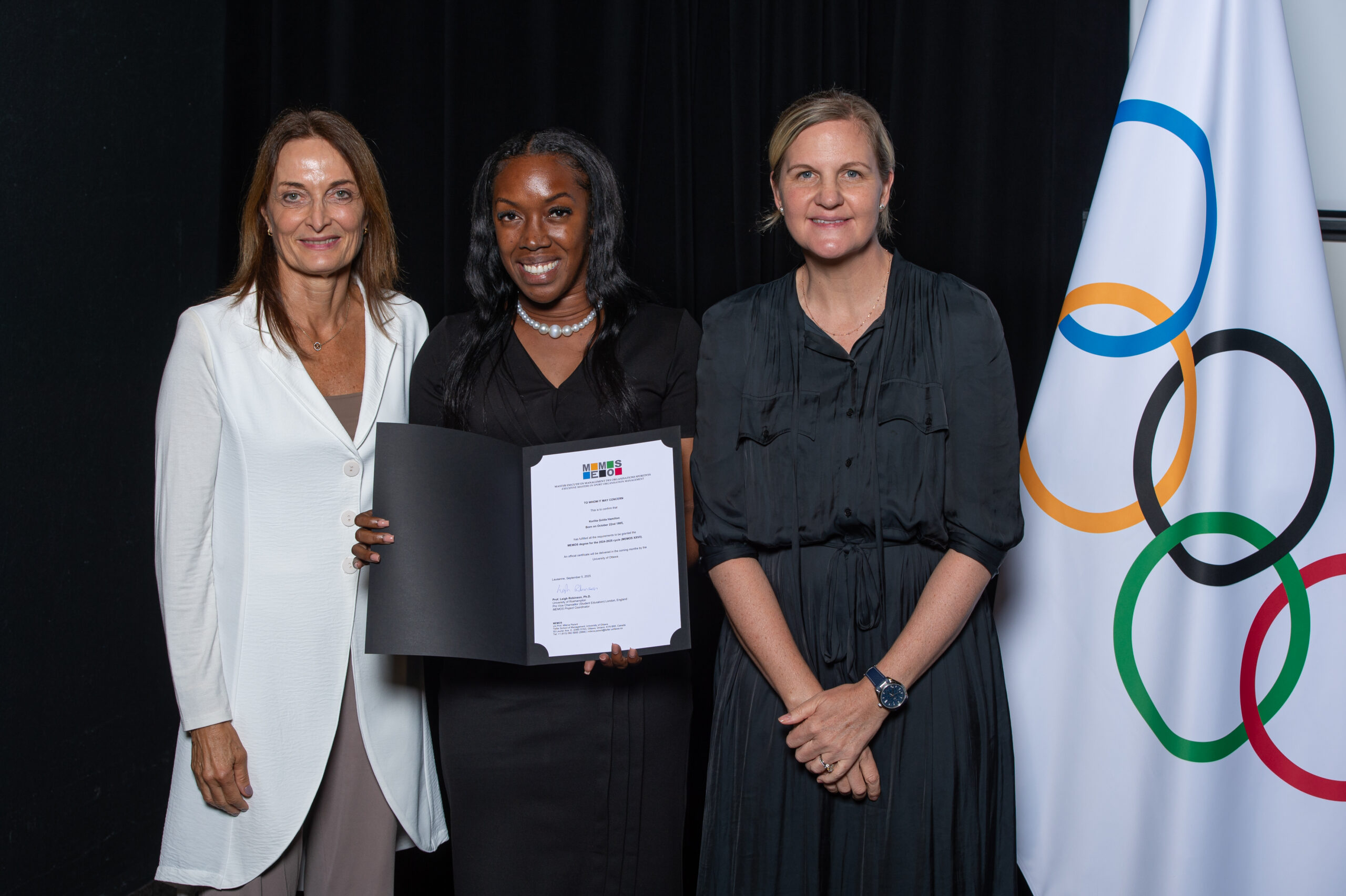 Korlita Golda Hamilton Madella Award Winnder 2025. Photo from the IOC